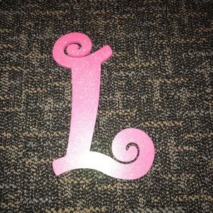 Pink Glitter Wood Letter L - 12” tall